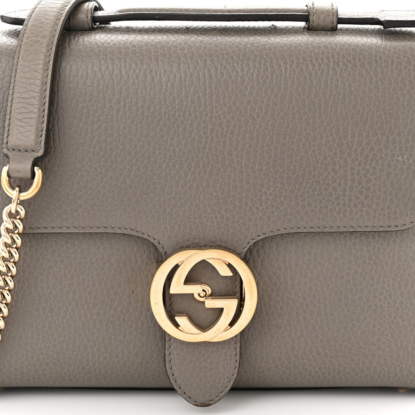 Dollar Calfskin Interlocking G Top Handle Shoulder Bag Loess