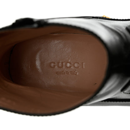 Gucci Goatskin Kitten Chain Horsebit Ankle Boots 37 Black 7 of 15