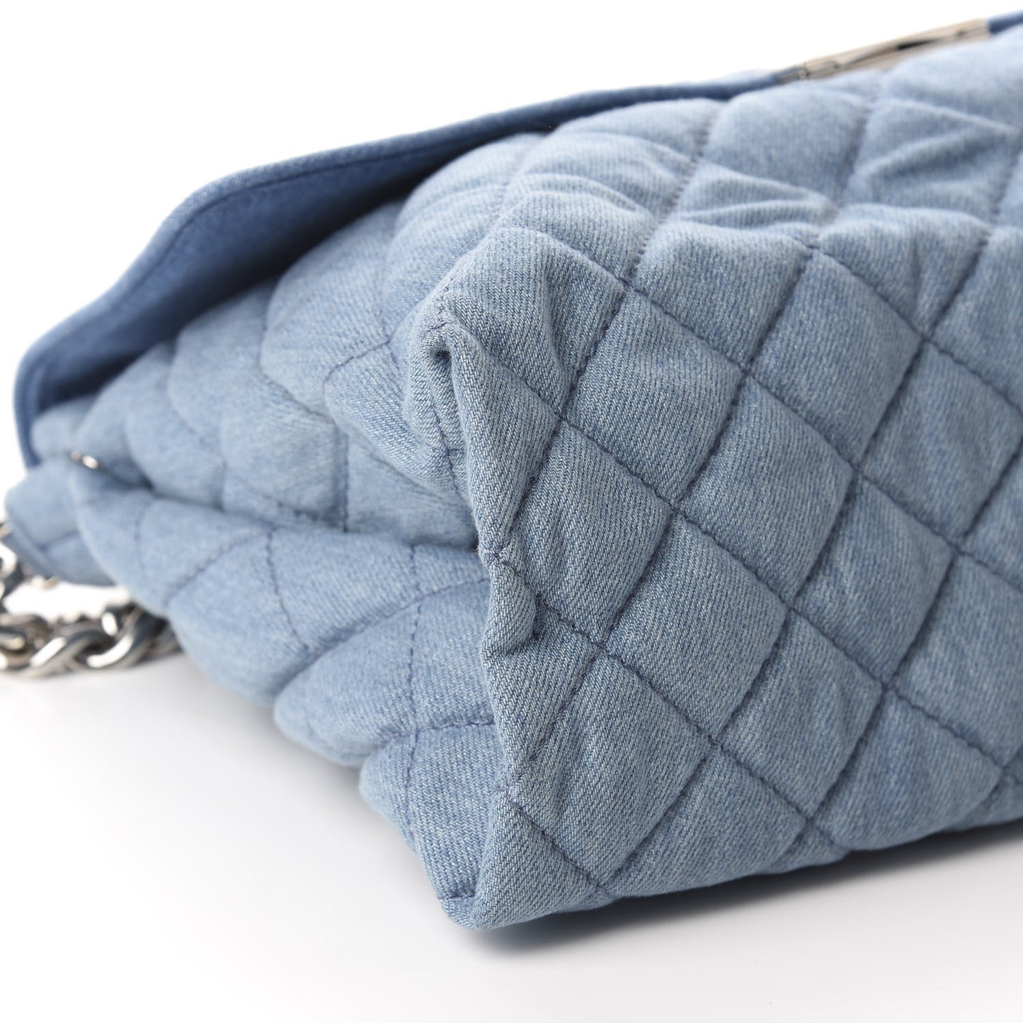 Eco Denim Quilted Large Beckett Shoulder Bag Blue