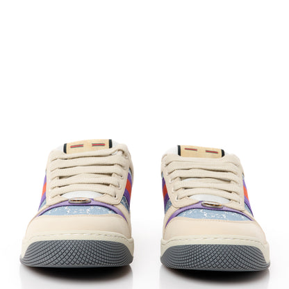 Gucci Calfskin Lame GG Monogram Web Womens Screener Sneakers 39.5 Blue Silver Dusty Milk Shine Purple 2 of 10