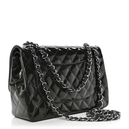Chanel Striated Patent Quilted Jumbo Double Flap Green 3 of 11