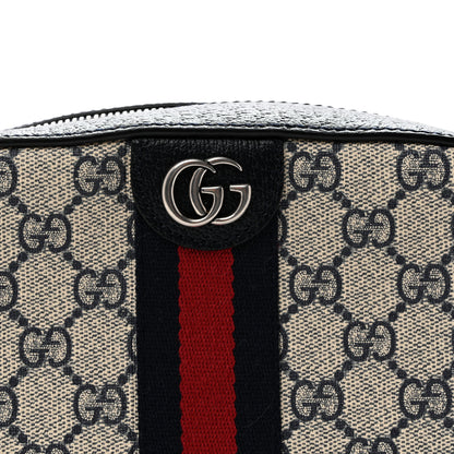 Gucci GG Supreme Monogram Textured Dollar Calfskin Web Small Ophidia Camera Bag Beige Blue 8 of 11