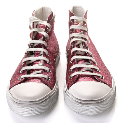 Saint Laurent Rubber Glitter Bedford Hightop Sneakers 37.5 Pink White 9 of 12