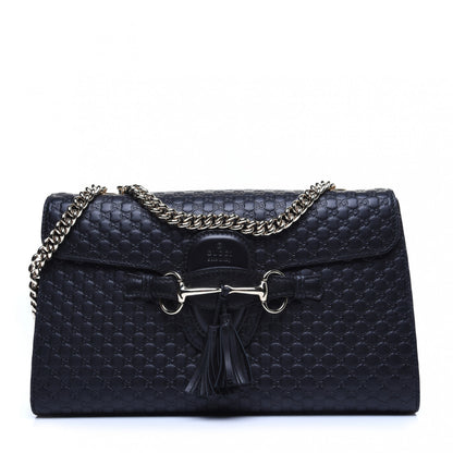 Gucci Microguccissima Medium Emily Chain Shoulder Bag Black 1 of 14
