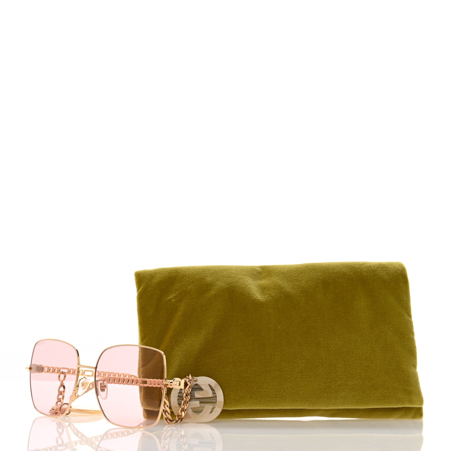 Square Frame Oversized Sunglasses GG0724S Pink Gold