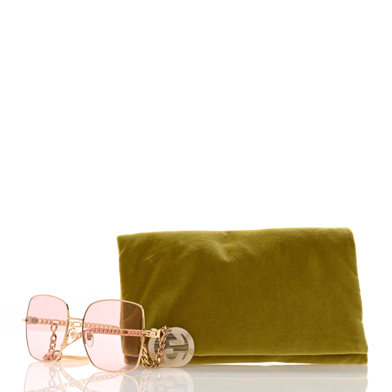 Gucci Square Frame Oversized Sunglasses GG0724S Pink Gold 9 of 9