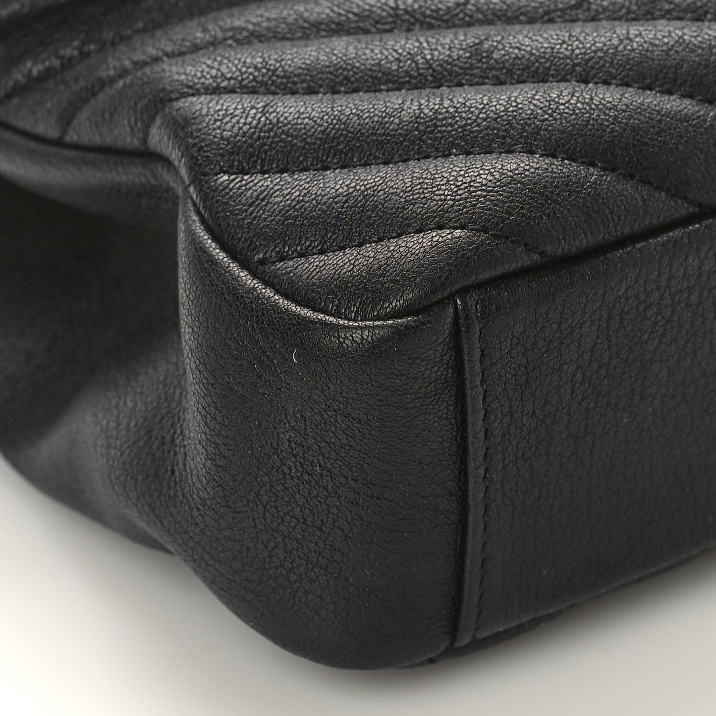 Sheepskin Matelasse Chevron Monogram Medium College Bag Black