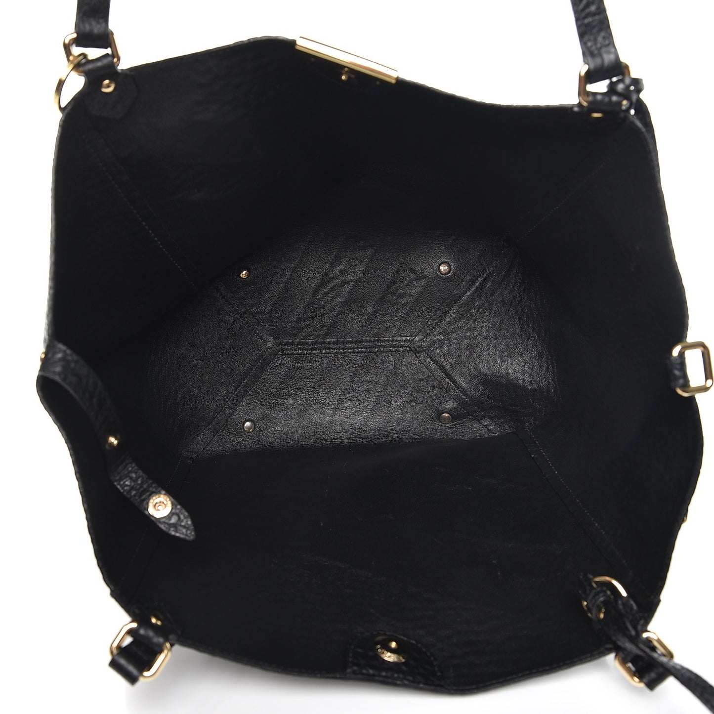Signature Grain Calfskin Check Embossed Small Canterbury Tote Black
