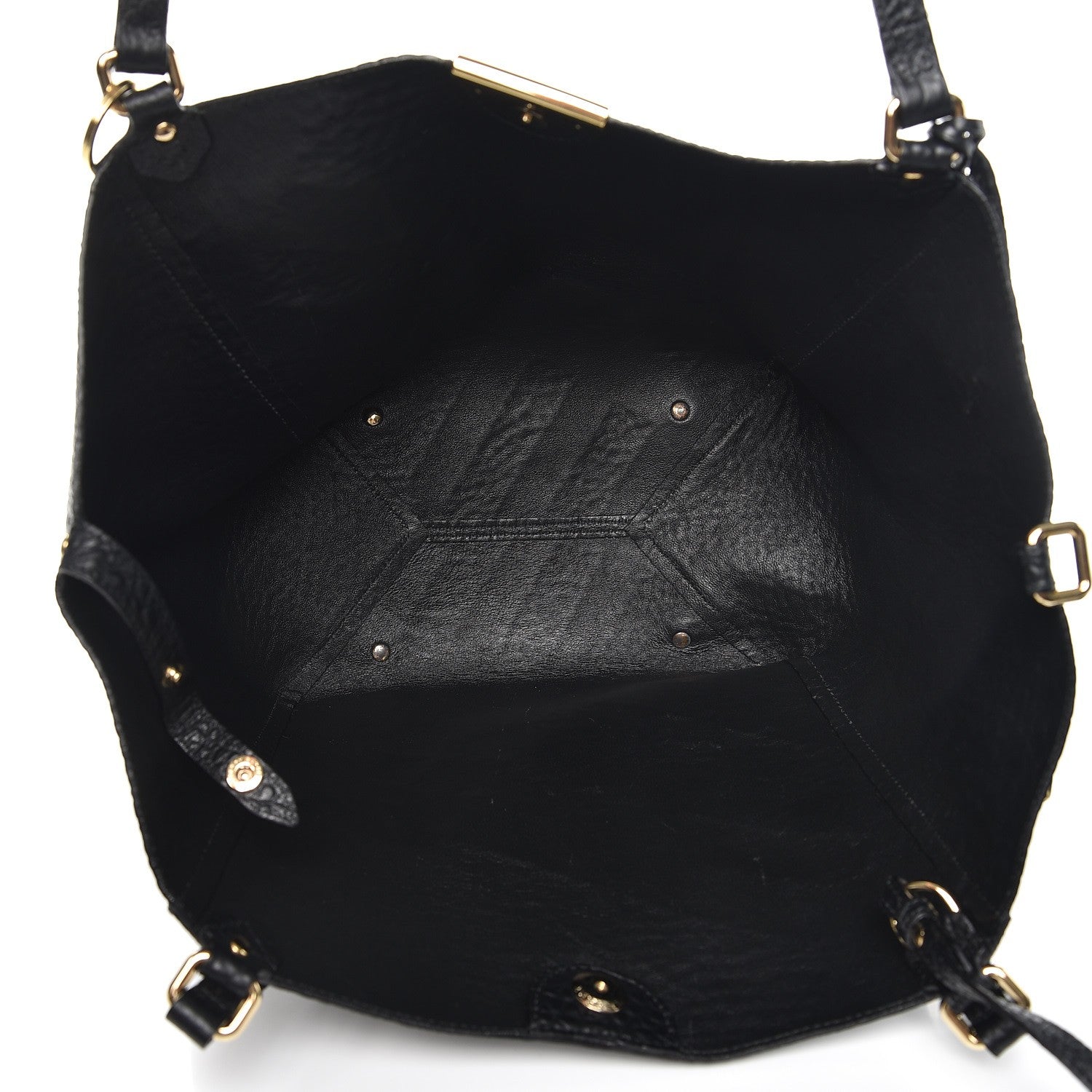 Burberry Signature Grain Calfskin Check Embossed Small Canterbury Tote Black 6 of 11