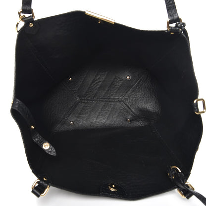 Burberry Signature Grain Calfskin Check Embossed Small Canterbury Tote Black 6 of 11