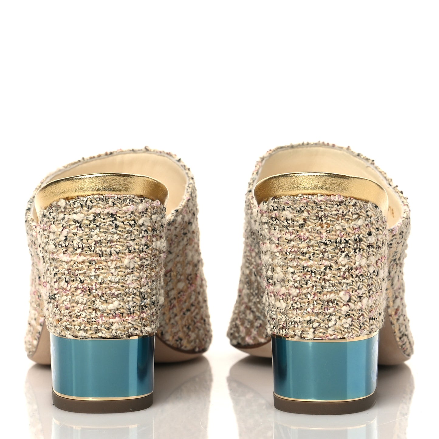 Tweed CC Mule Sandal 38.5 Gold Multicolor