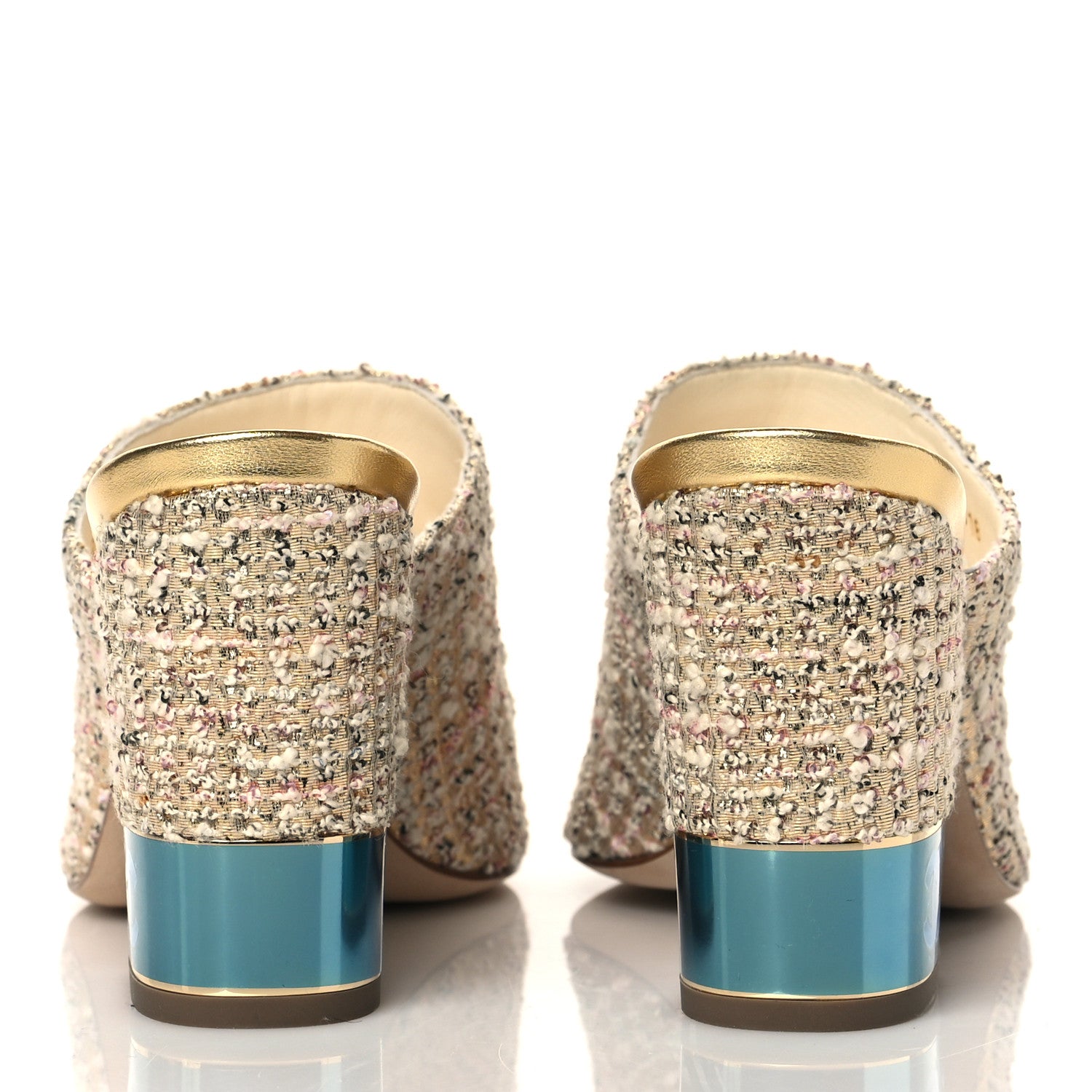 Chanel Tweed CC Mule Sandal 38.5 Gold Multicolor 5 of 10