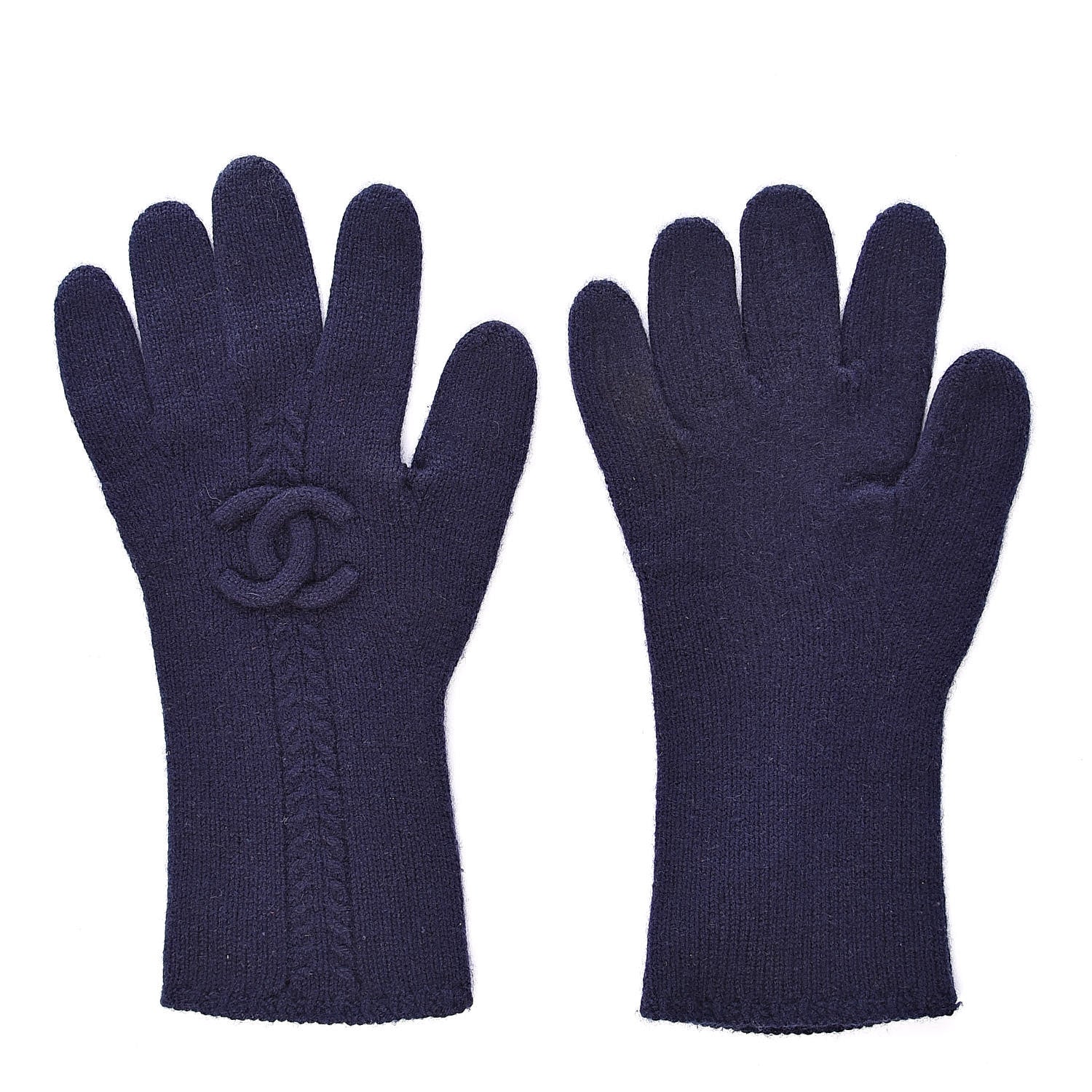 Chanel Cashmere CC Gloves Navy 1 of 4