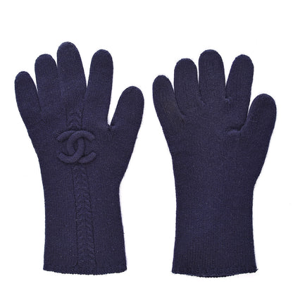 Chanel Cashmere CC Gloves Navy 1 of 4