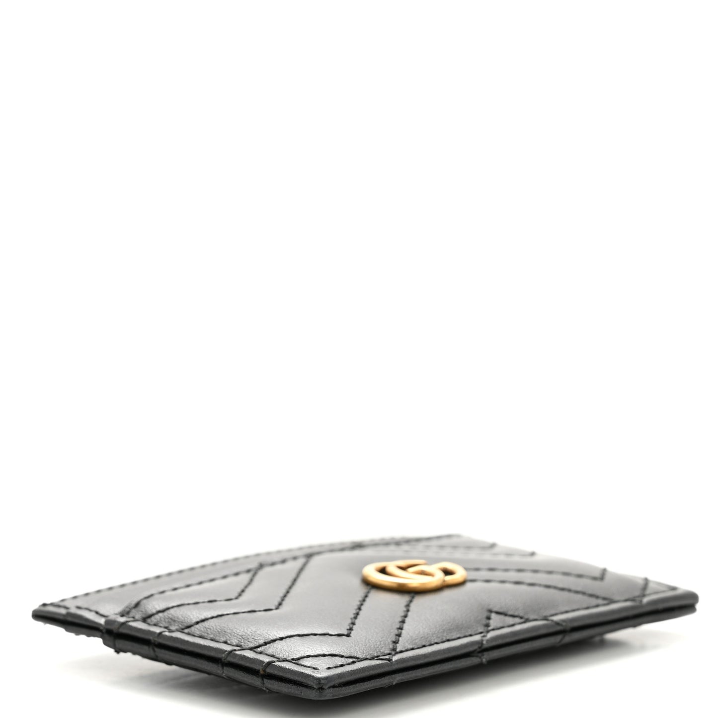 Calfskin Matelasse GG Marmont Card Holder Black