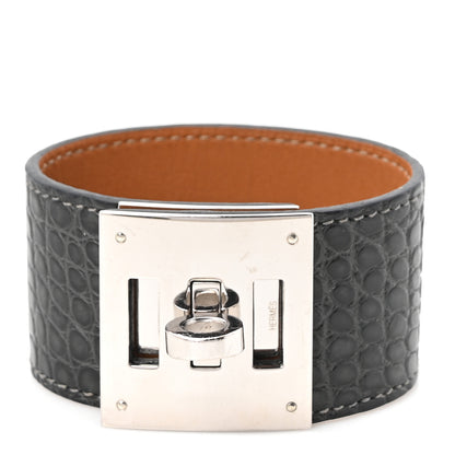 Hermes Shiny Alligator Kelly Dog Bracelet Black 1 of 6