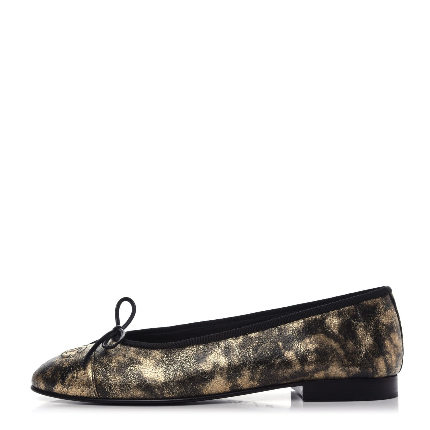 Chanel Laminated Goatskin Cap Toe CC Ballerina Flats 40 Gold 2 of 8