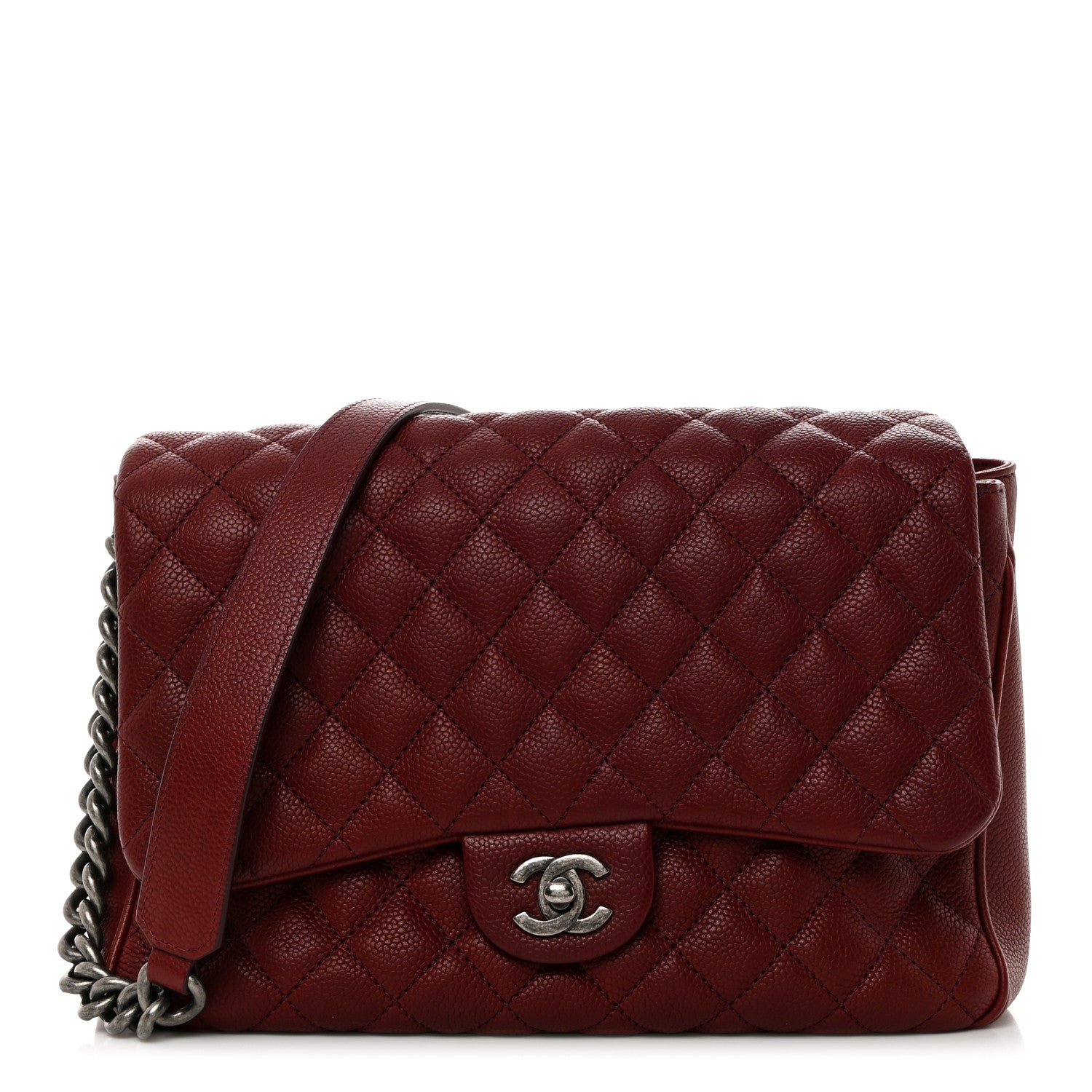 Chanel Caviar Quilted Medium Rock In Rome Single Flap Burgundy 1 of 10