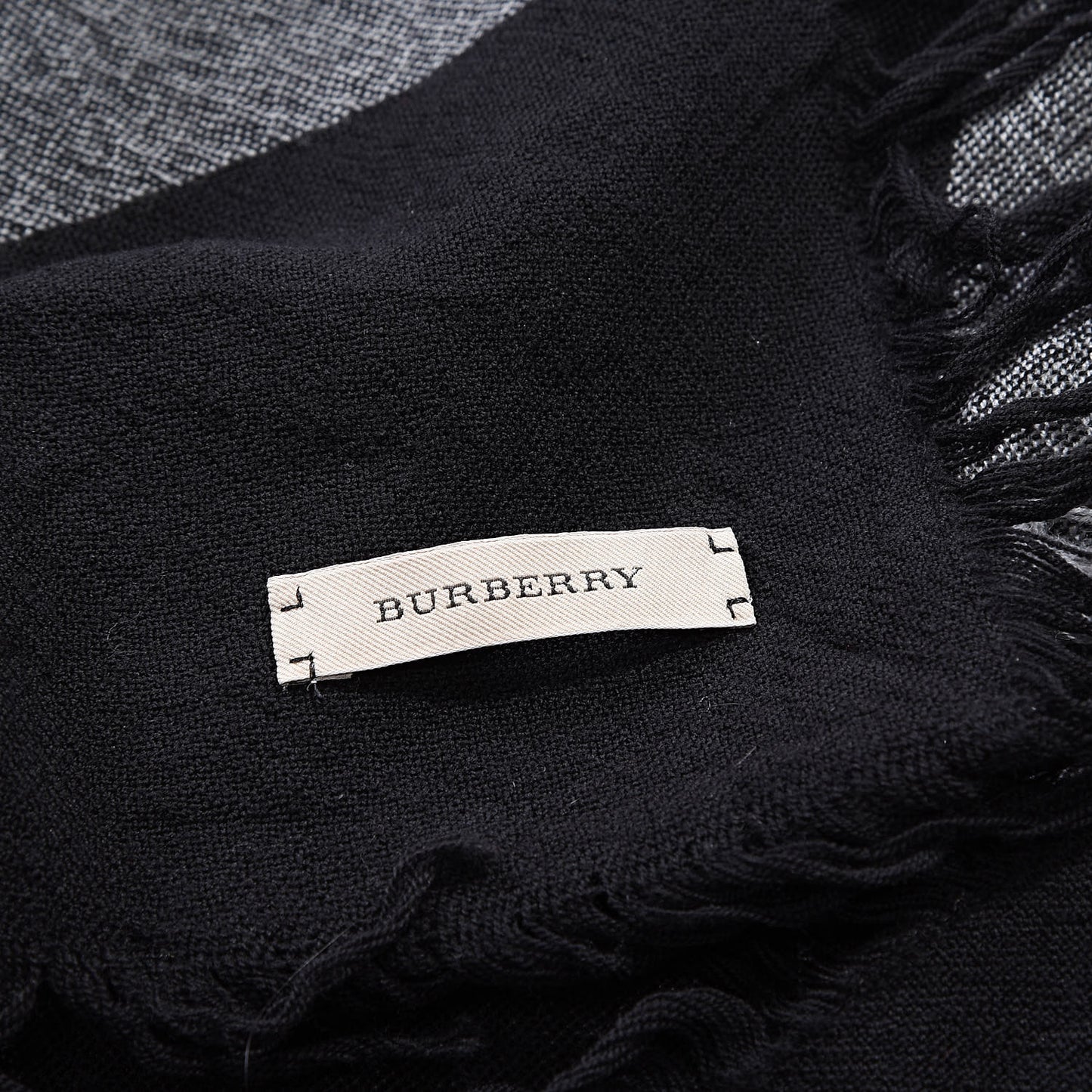 Merino Wool House Check Square Scarf Black