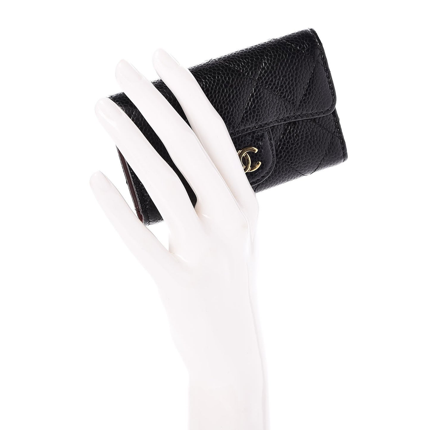 Caviar Quilted 6 Key Holder Black