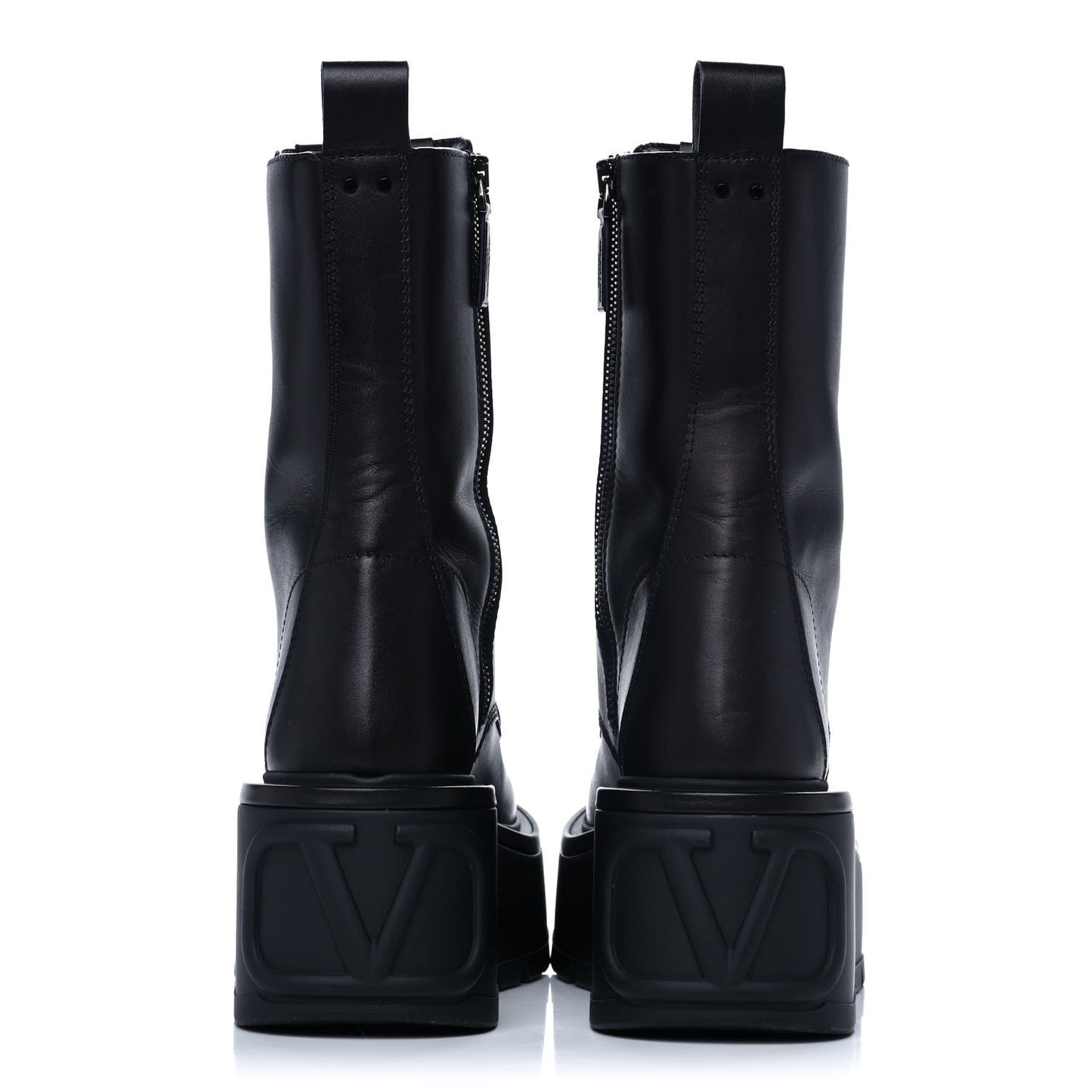 Calfskin VLOGO Uniqueform 55/85mm Flatform Lace Up Boots 36 Black