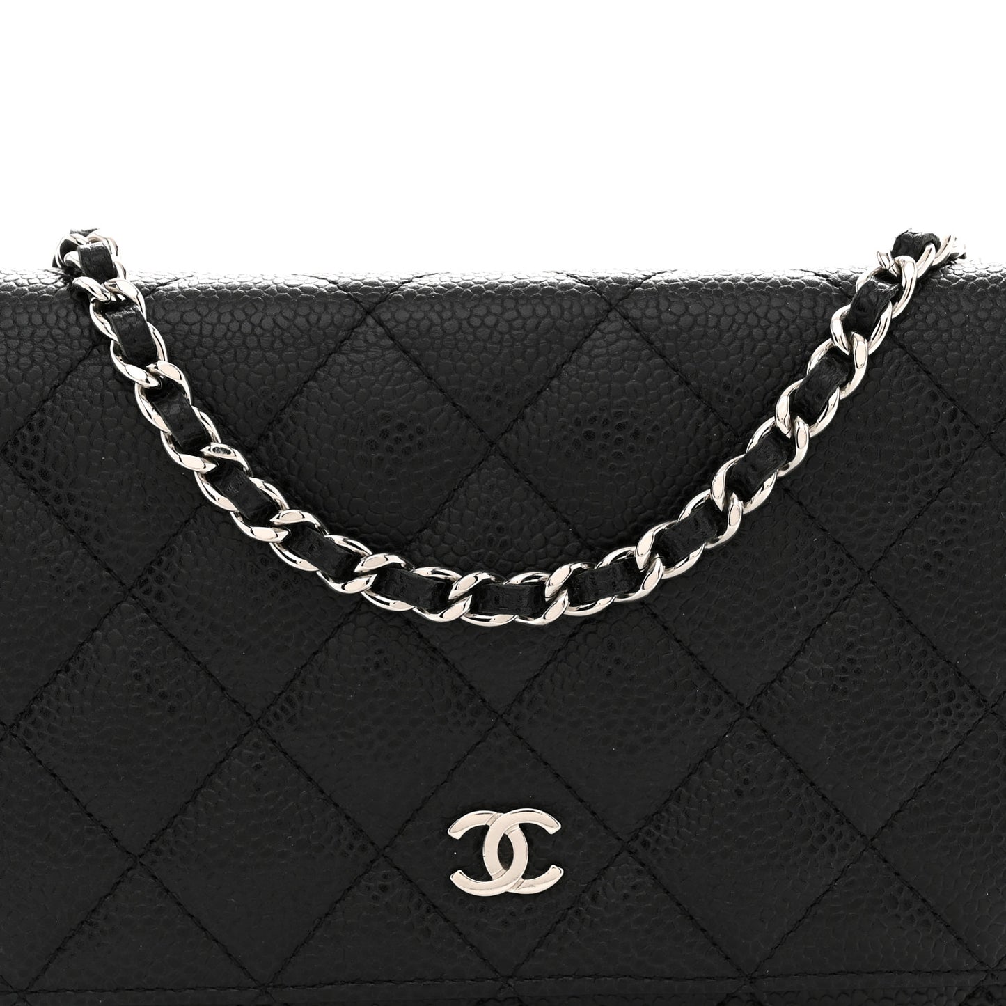 Caviar Quilted Wallet on Chain WOC Black