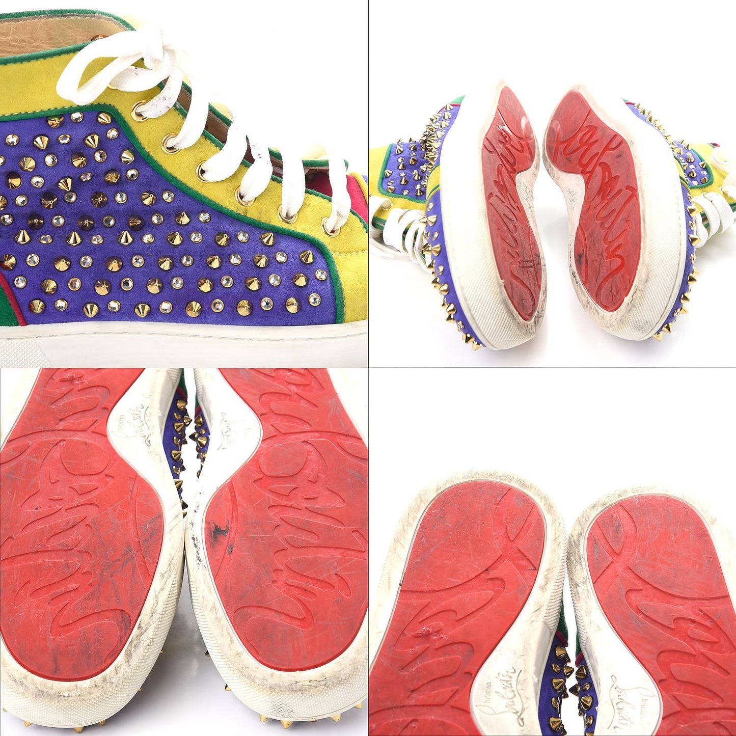 Mens Suede Louis Spikes Flat Sneakers 42 Multi
