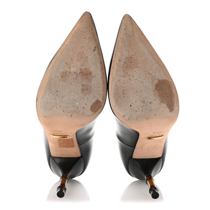 Gucci Calfskin Kristen Bamboo Pumps 36.5 Black 6 of 10