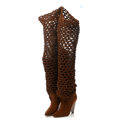 Saint Laurent Suede Twine Soho Niki 105 Thigh High Boots 36 Light Land 3 of 7