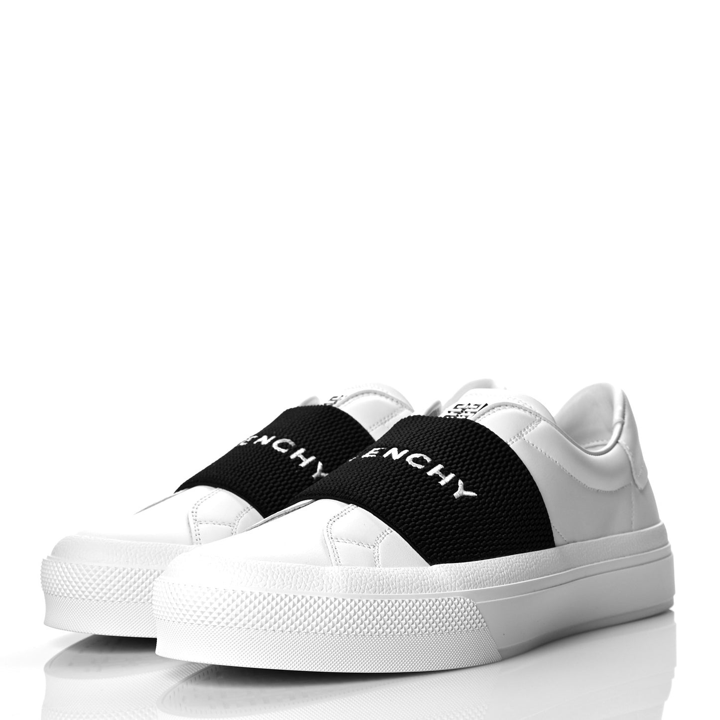 Calfskin Band Logo Womens Urban Street Sneakers 39 White Black