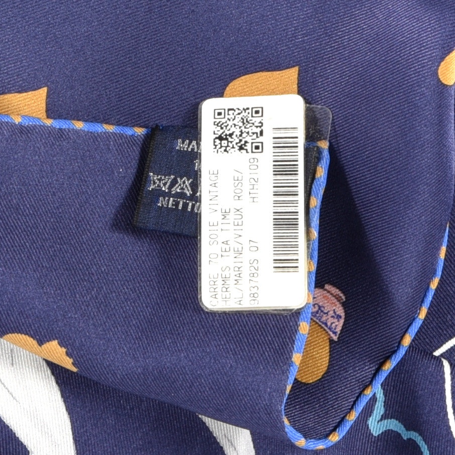 Silk Tea Time Scarf 70 Marine Vieux Rose