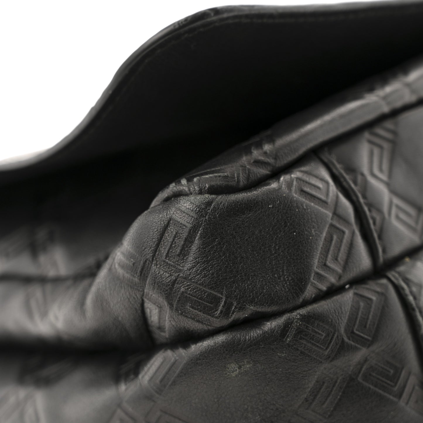 Calfskin Embossed Medusa Messenger Bag Black
