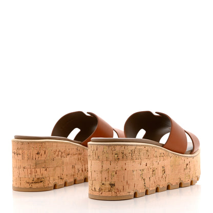 Hermes Calfskin Cork Eze 30 Sandals 39 Marron Glaise 4 of 9