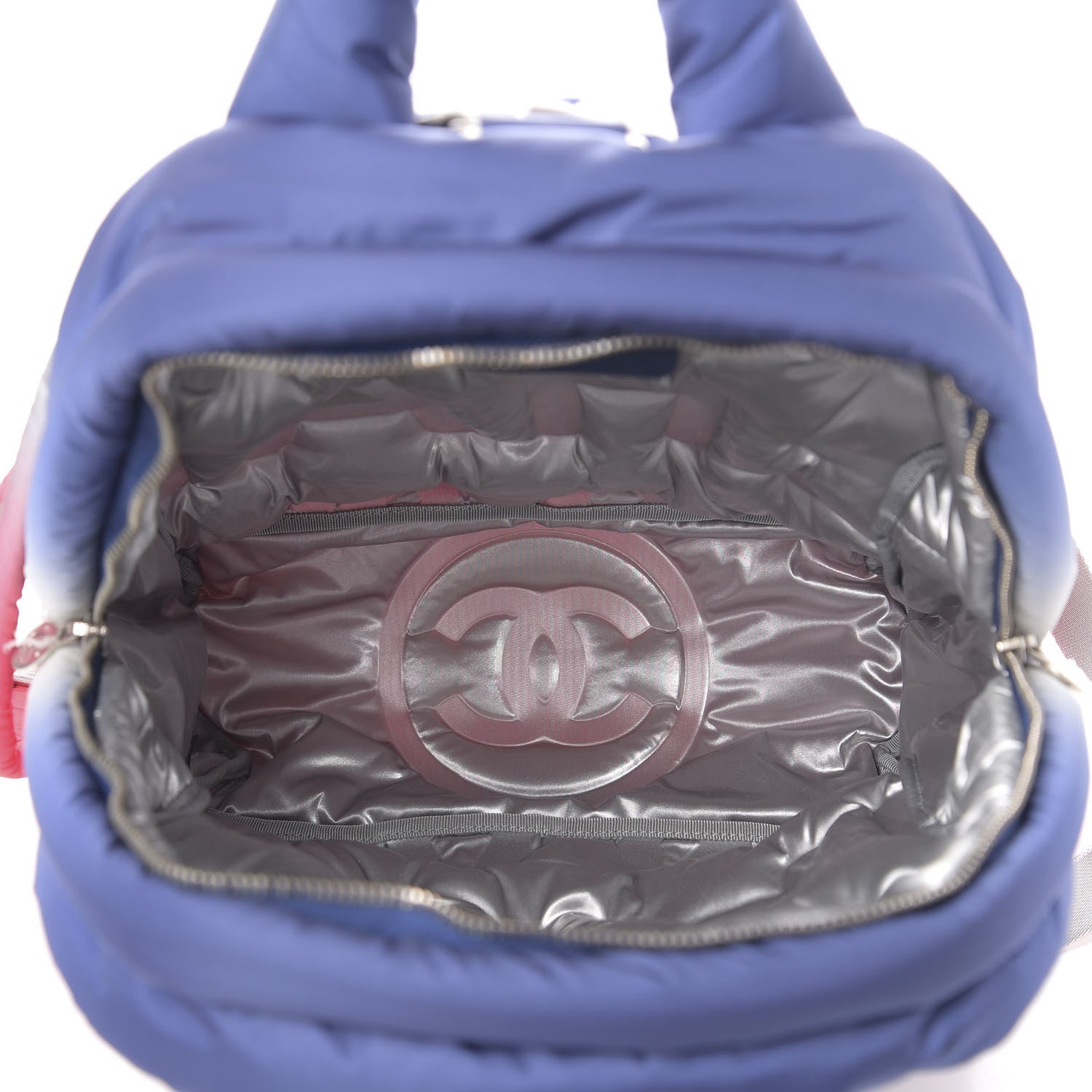 Chanel Nylon Embossed Small Doudoune Backpack Pink Blue White 4 of 9