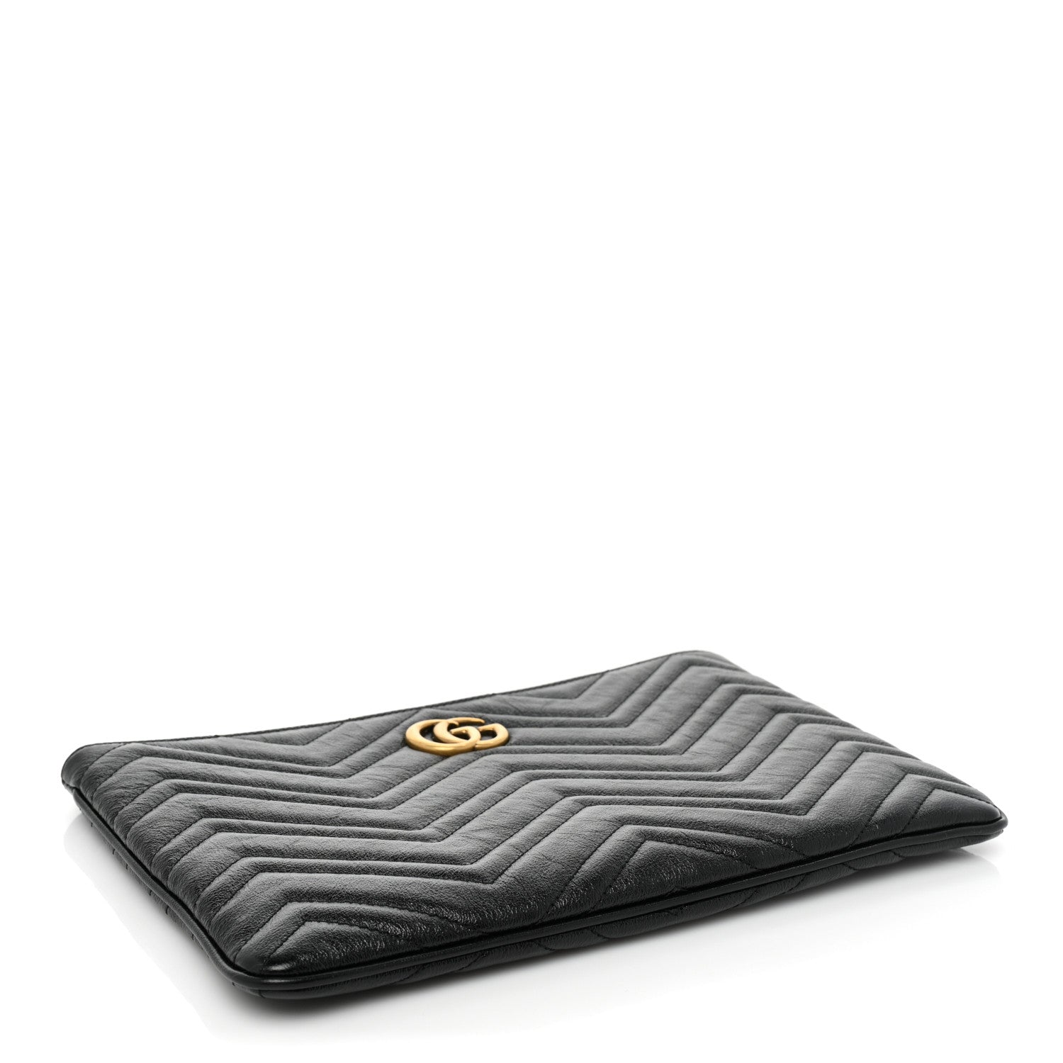 Gucci Azalea Calfskin Matelasse Heart GG Marmont Zip Pouch Black 4 of 10