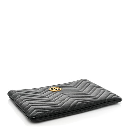 Gucci Azalea Calfskin Matelasse Heart GG Marmont Zip Pouch Black 4 of 10