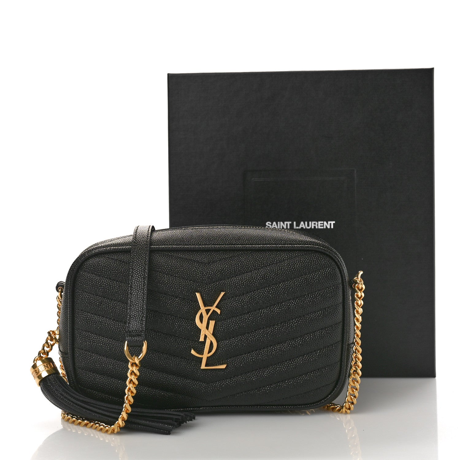Saint Laurent Grain De Poudre Matelasse Monogram Mini Lou Camera Bag Black 9 of 9