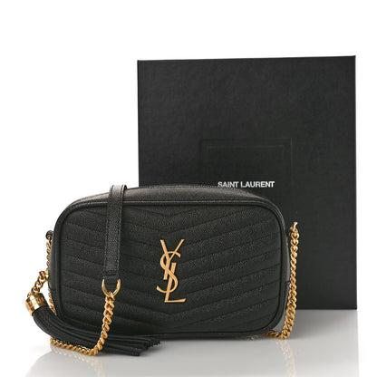 Saint Laurent Grain De Poudre Matelasse Monogram Mini Lou Camera Bag Black 9 of 9