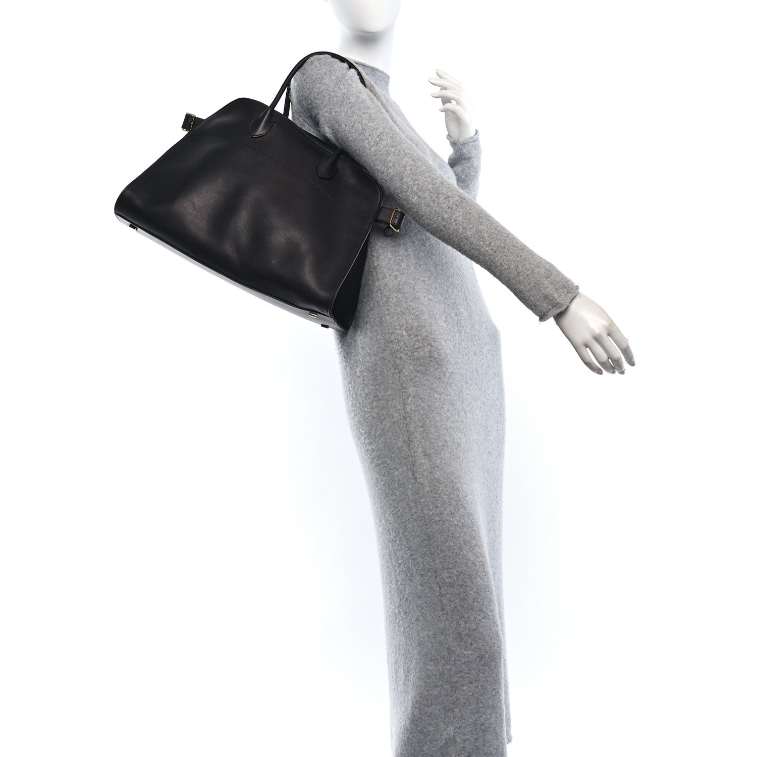 The Row Polished Saddle Calfskin Soft Margaux 15 Black 2 of 10
