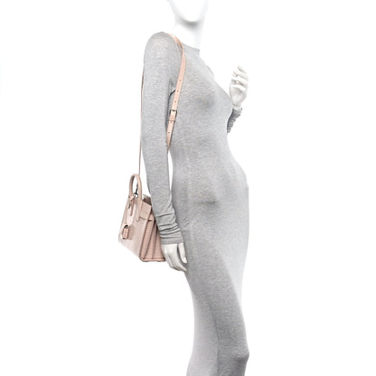 Saint Laurent Calfskin Crocodile Embossed Nano Sac De Jour Rose Antic 2 of 11