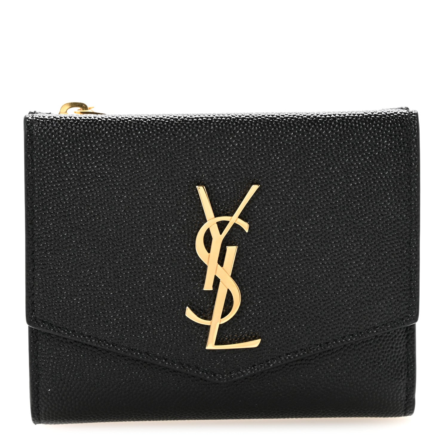 Saint Laurent Grain De Poudre Monogram Bi-Fold Wallet Black 1 of 10