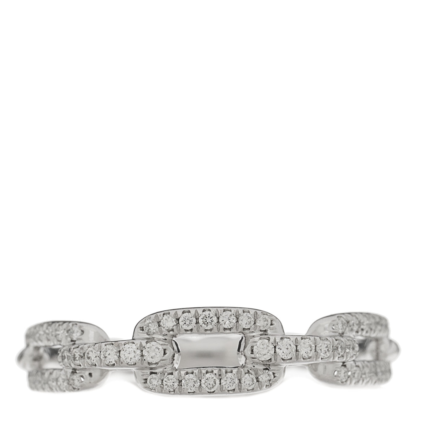 David Yurman 18K White Gold Diamond 4.5mm Stax Chain Link Pave Ring 54 7 1 of 5