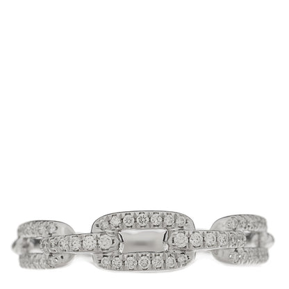 David Yurman 18K White Gold Diamond 4.5mm Stax Chain Link Pave Ring 54 7 1 of 5