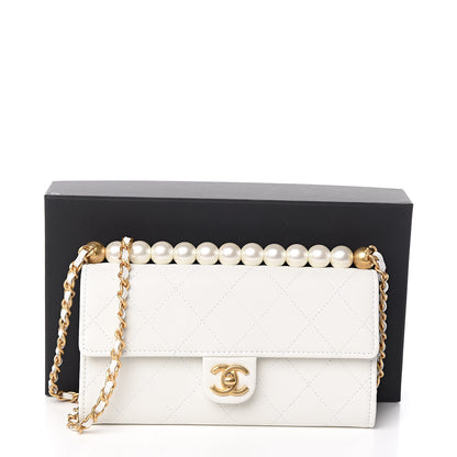 Chanel Lambskin Quilted Chic Pearls Clutch With Chain White 10 of 10