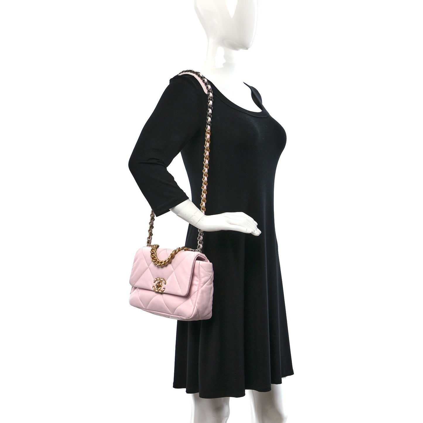 Lambskin Quilted Medium Chanel 19 Flap Light Pink
