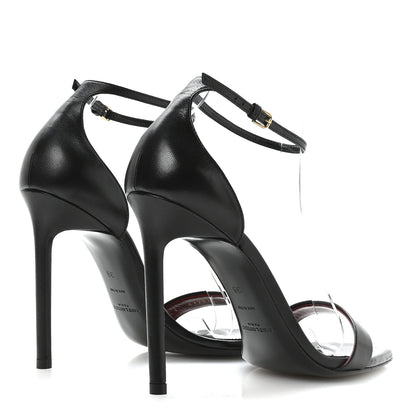 Saint Laurent Calfskin Tripon Amber 105 Ankle Strap Sandals 39 Black 5 of 8