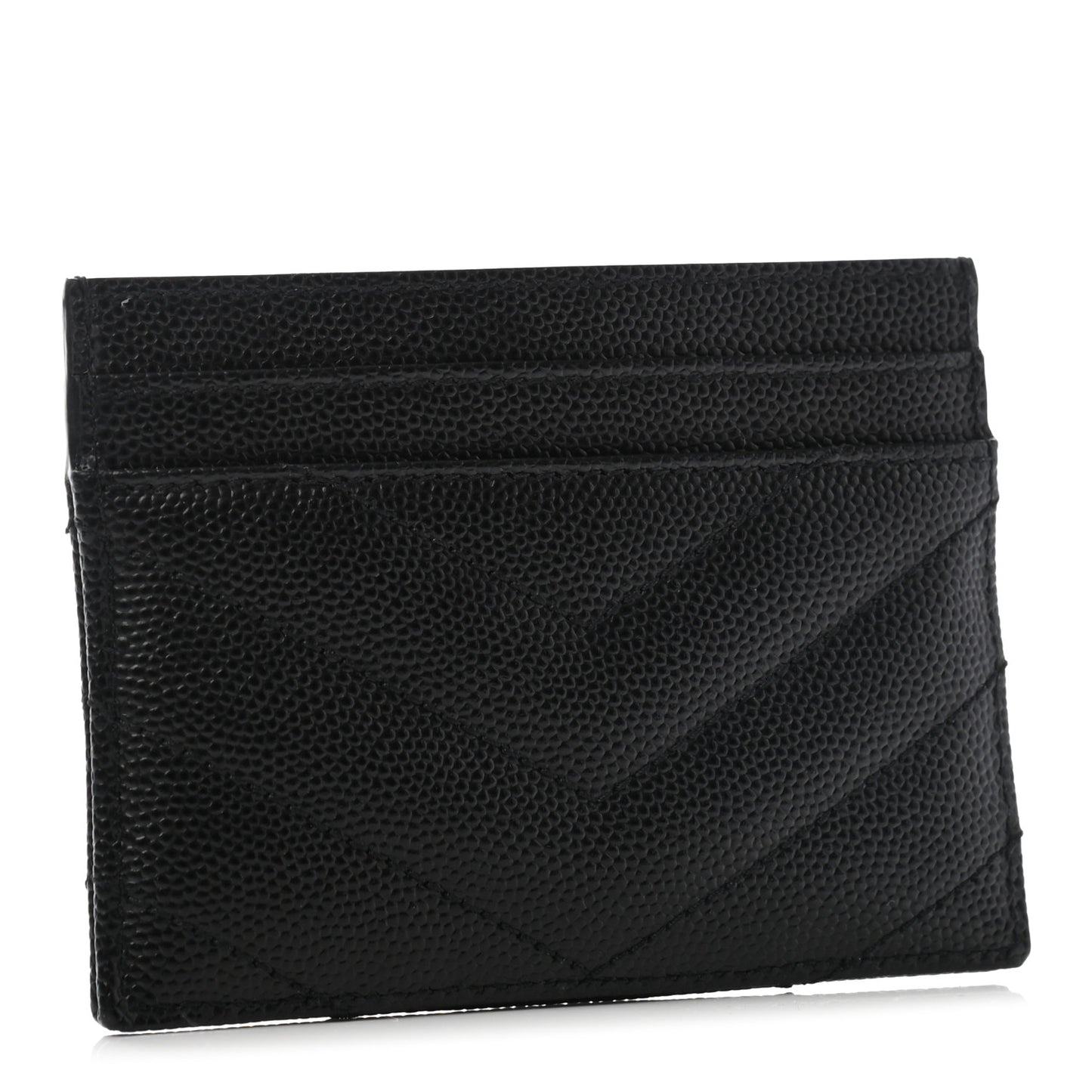 Grain De Poudre Matelasse Chevron Monogram Credit Card Case Black