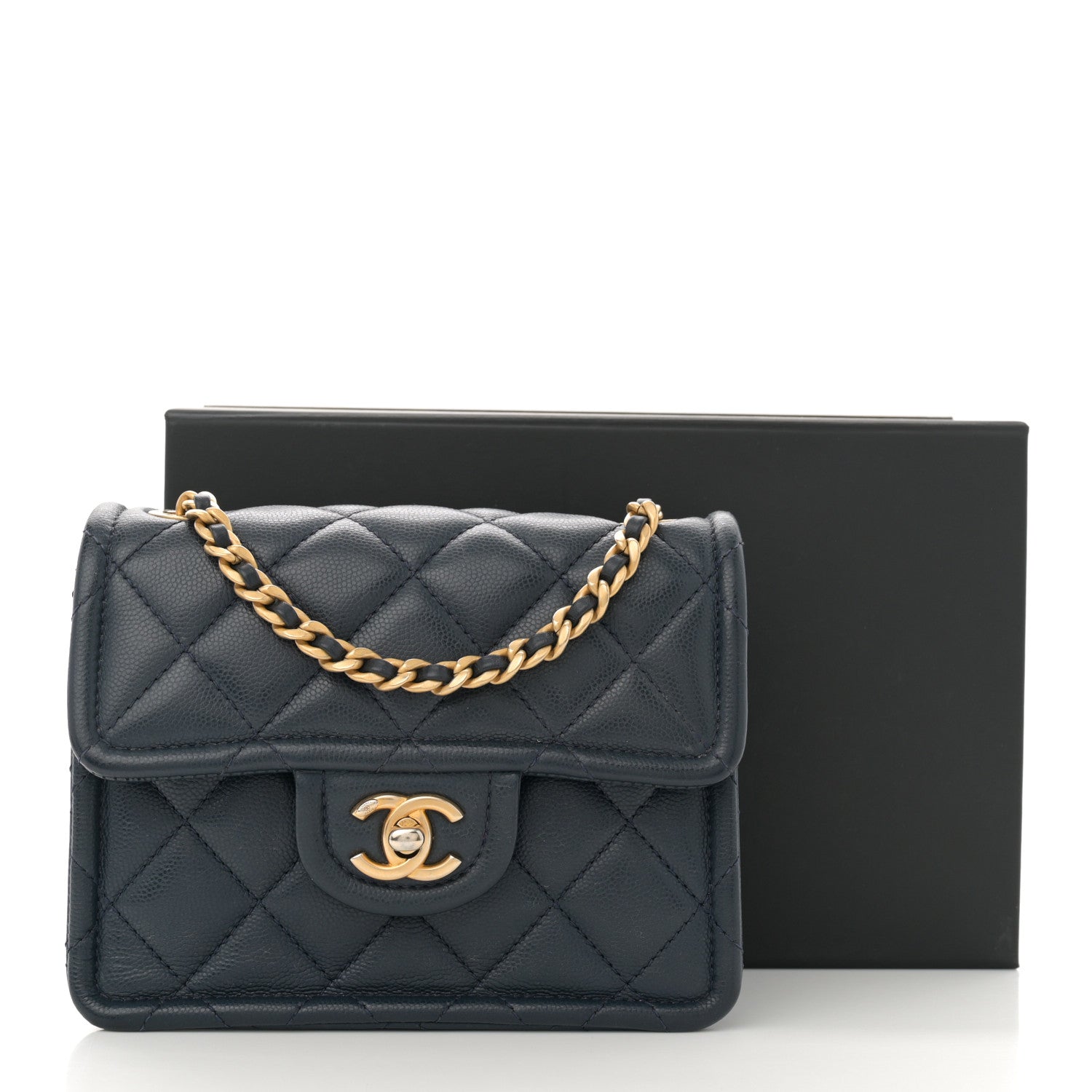 Chanel Caviar Quilted Mini Sweet Classic Flap Navy Blue 11 of 11