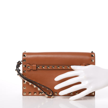 Valentino Garavani Nappa Small Rockstud Wristlet Clutch Tobacco 3 of 8