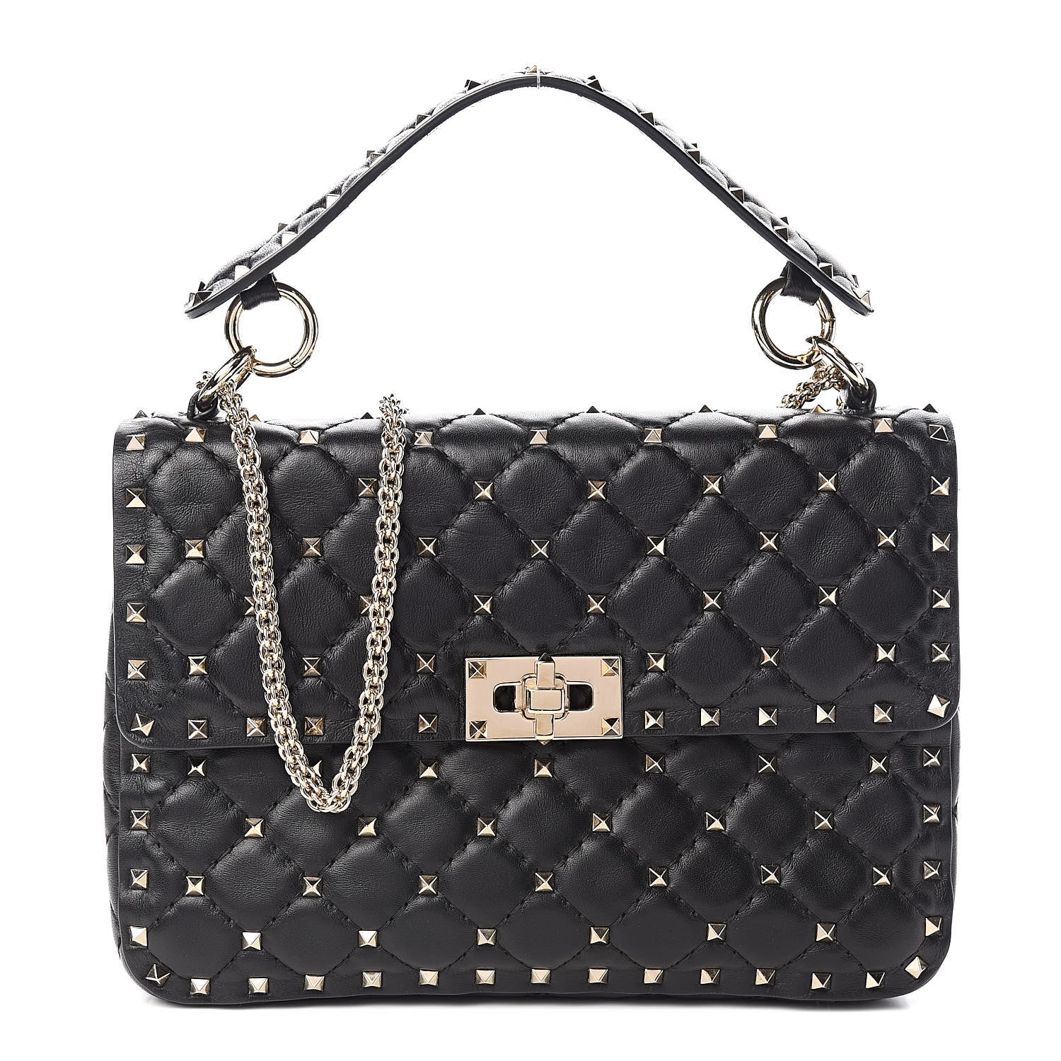 Valentino Garavani Lambskin Medium Rockstud Spike Shoulder Bag Black 1 of 11